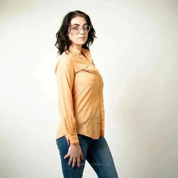 Vintage Sherbet Orange Western Cut Button Up Blouse - Picture 5 of 8